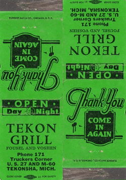 Tekon Grill (Te-Kon Grill & Truck Stop) - Vintage Matchbook
